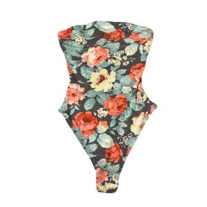 Urban Outfitters Out From Under Floral Strapless Ribbed Bodysuit - Size XS